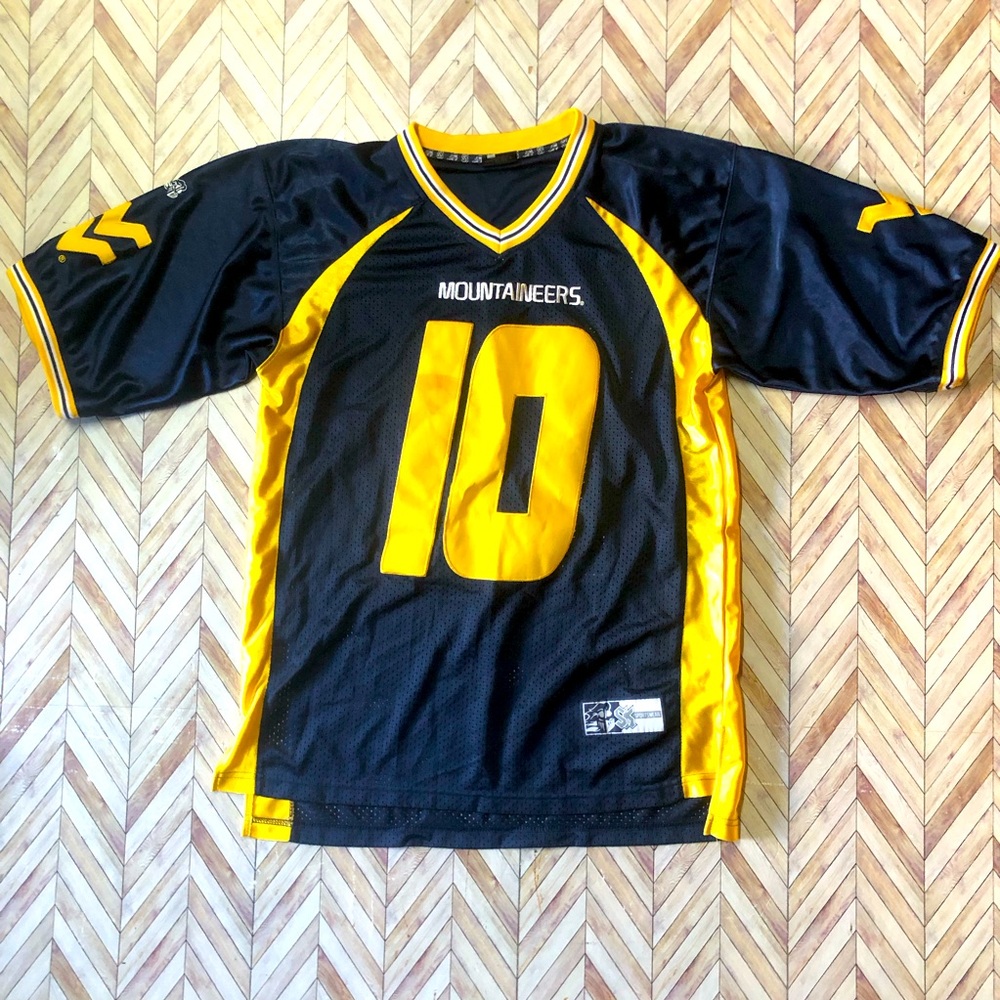 West Virgina Mountaineers Footbal Jersey. #10 Size Medium. Blue And Gold